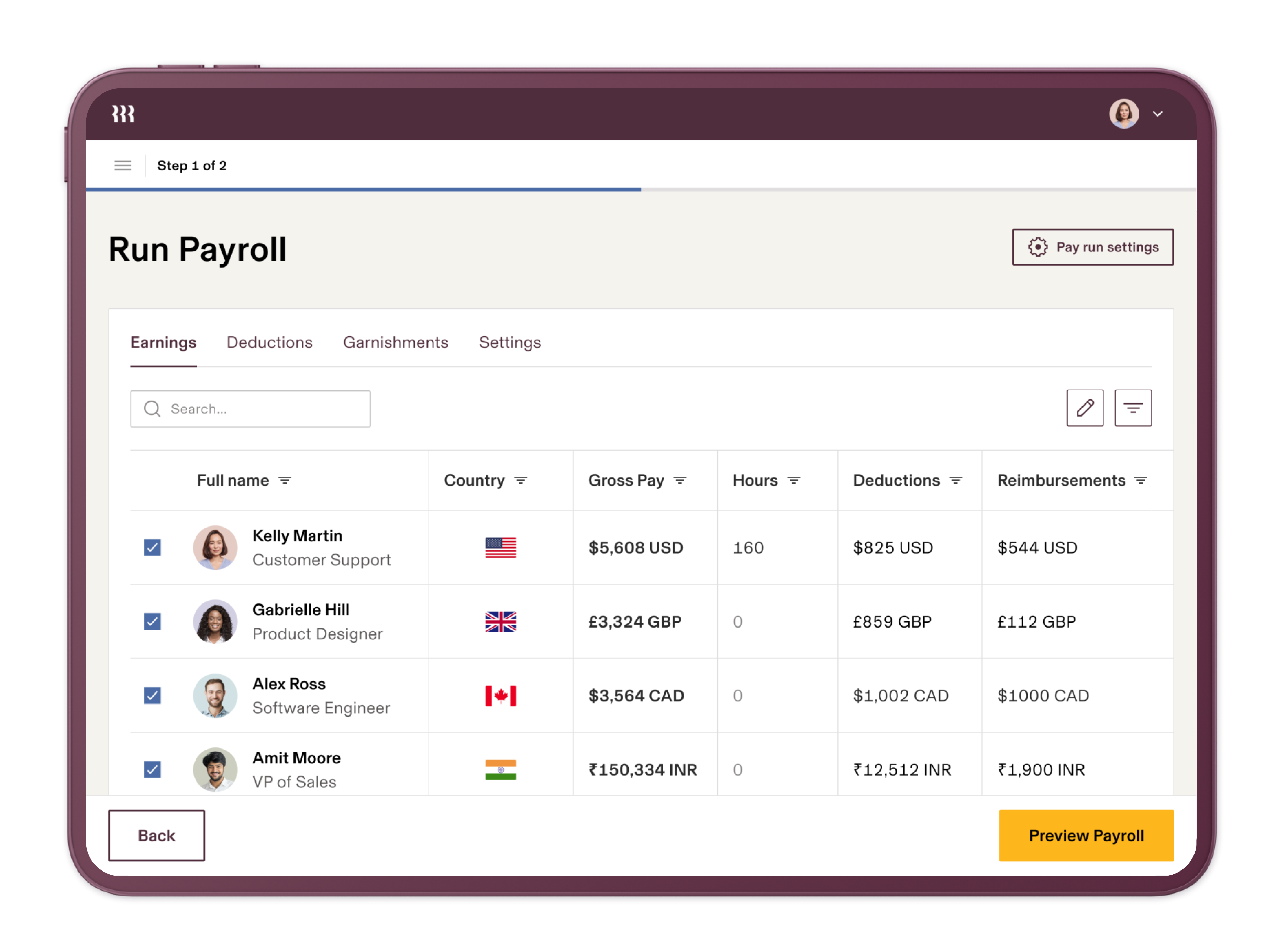 Rippling payroll dashboard – BambooHR competitor with device and app provisioning